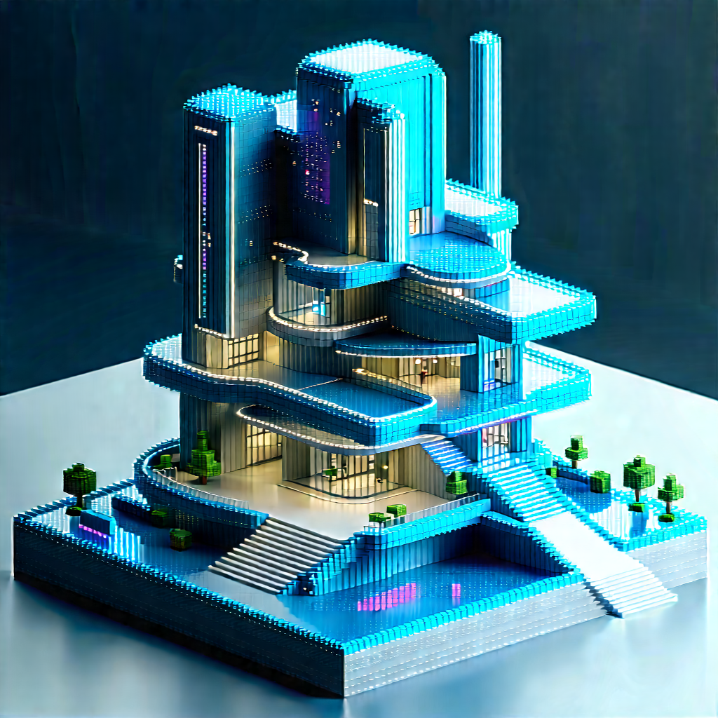 Futuristic Innovation Hub With Blue White
