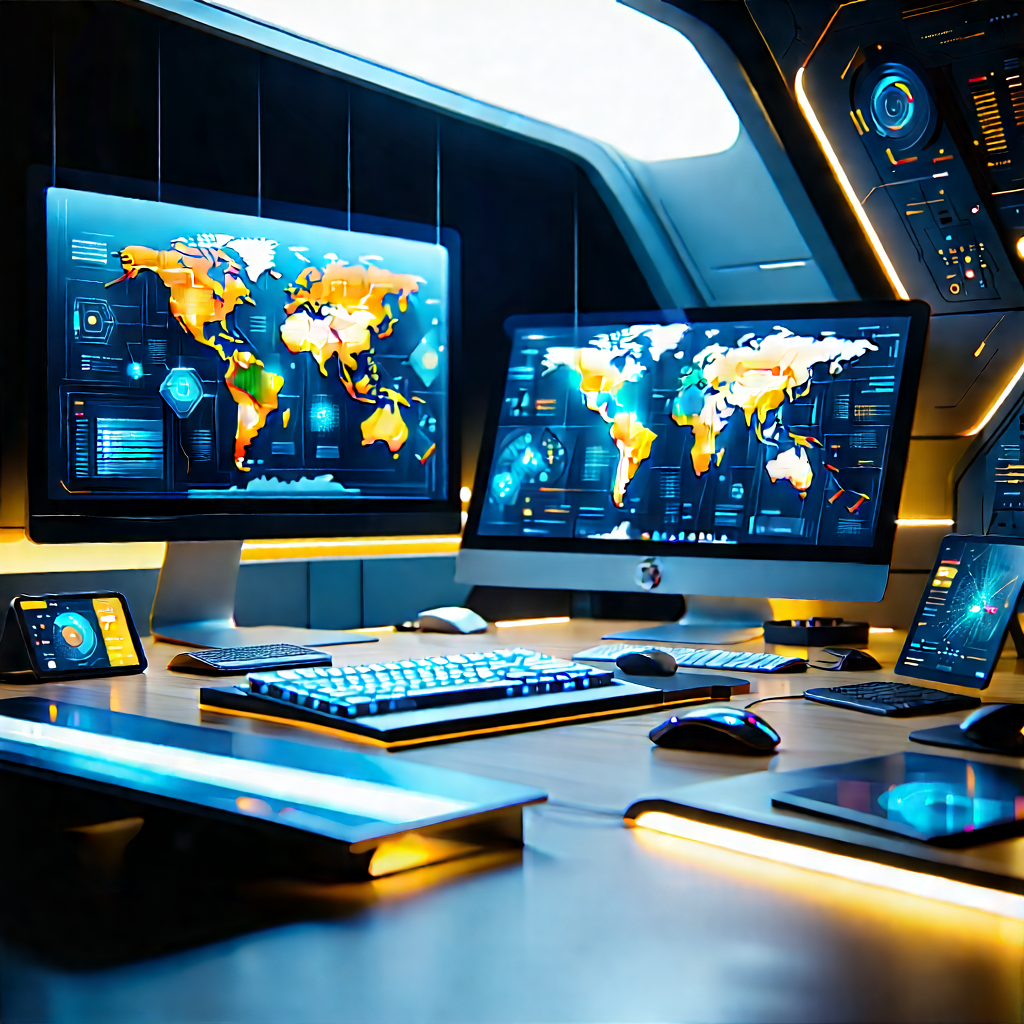 Futuristic digital workspace