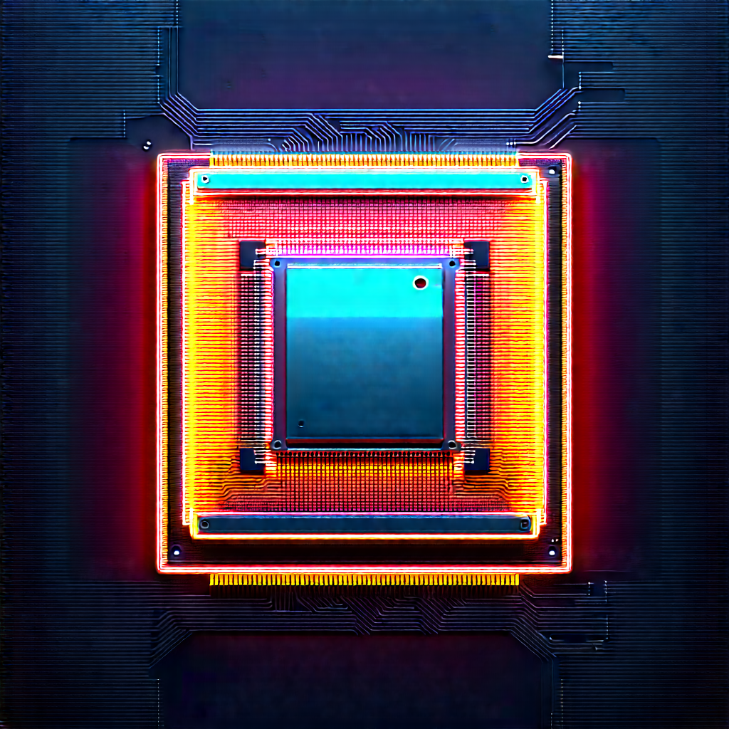 Microchip with neon accents