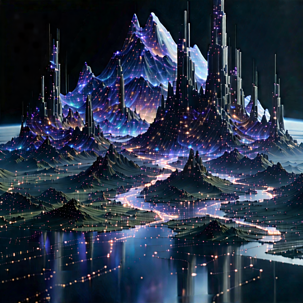 Machine Learning Visualization With Futuristic Scene,