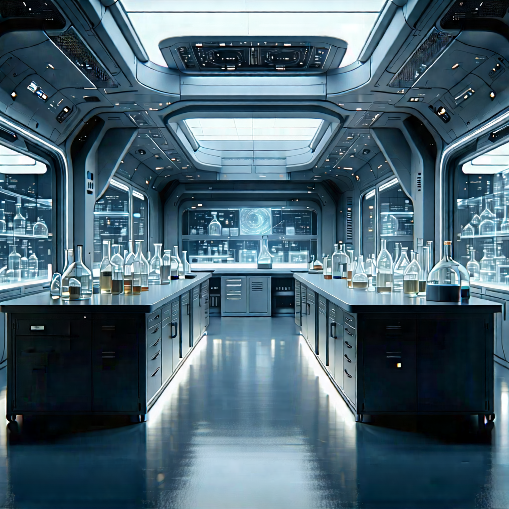 (futuristic:1.13) Research Laboratory With Image, There