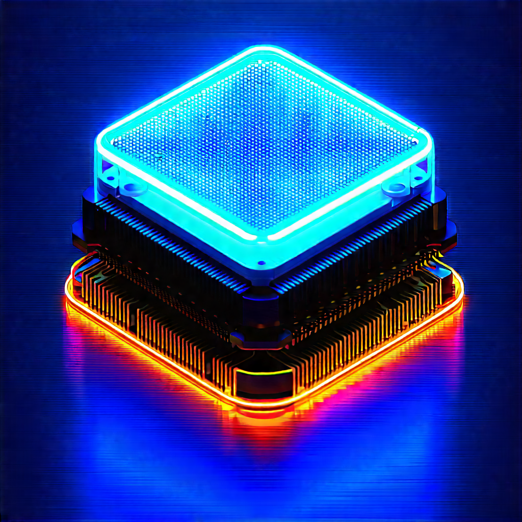 Quantum Computer With Neon Accents With Blue Yellow