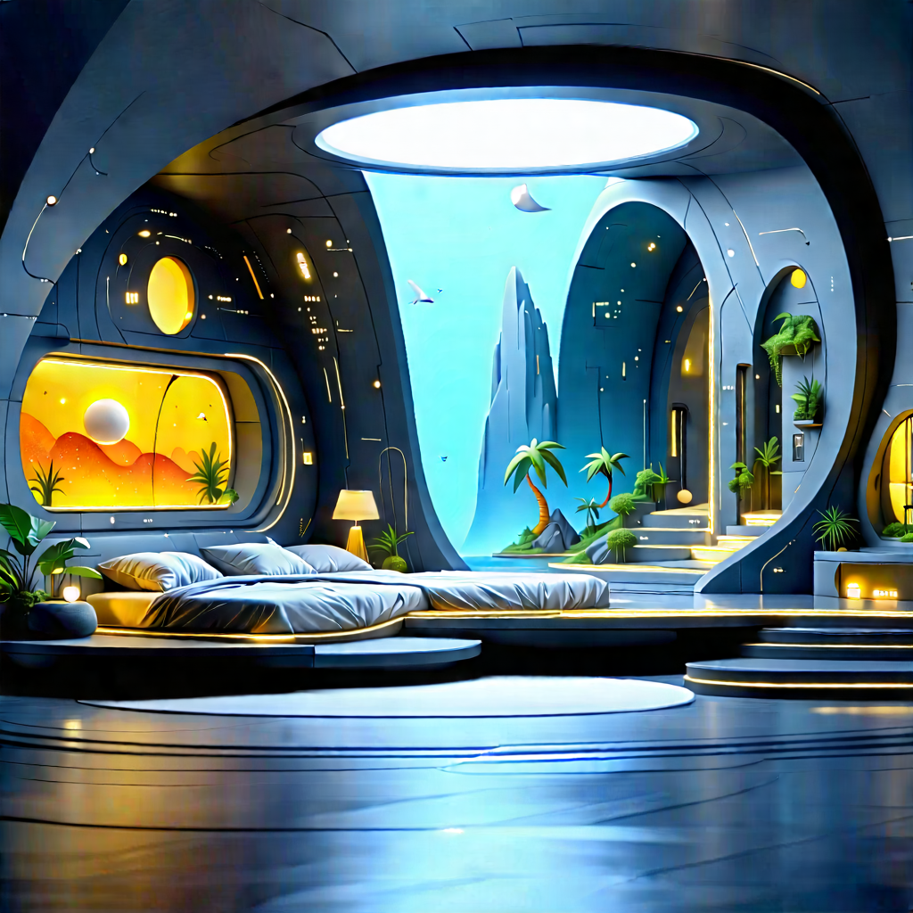 Futuristic Smart Home With Futuristic Room,