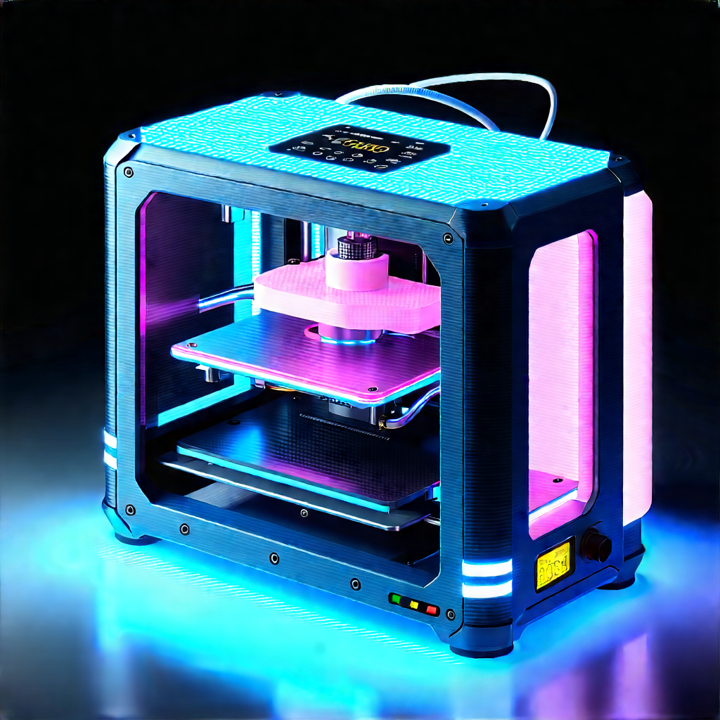 3d printer with neon accents