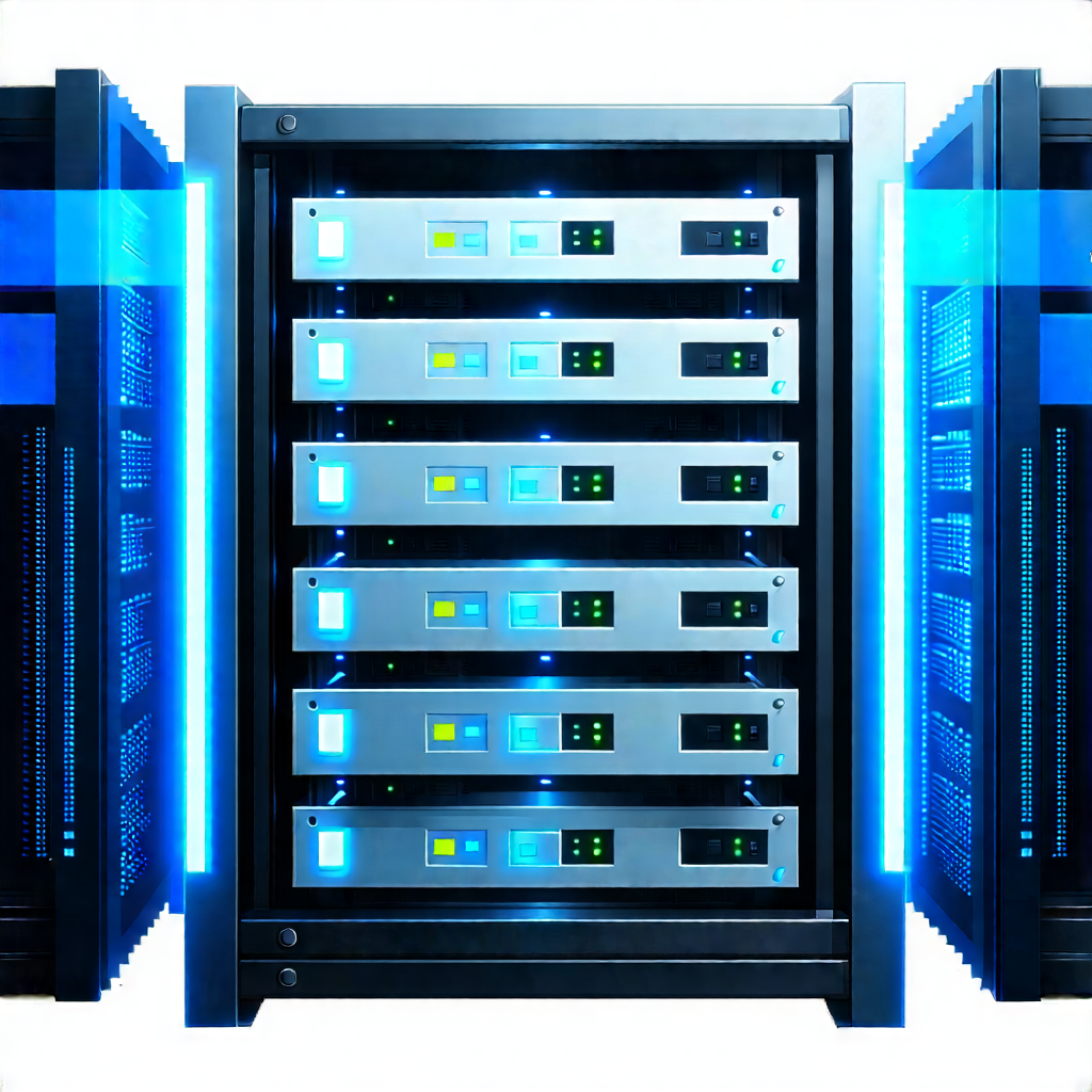 Server Rack With Holographic Projection With Large Server