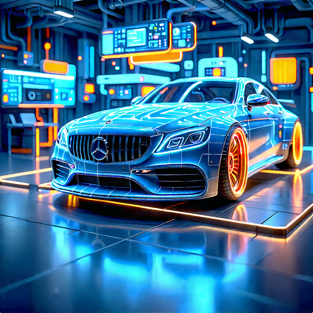Automotive Technology In Modern Laboratory With Blue Parked