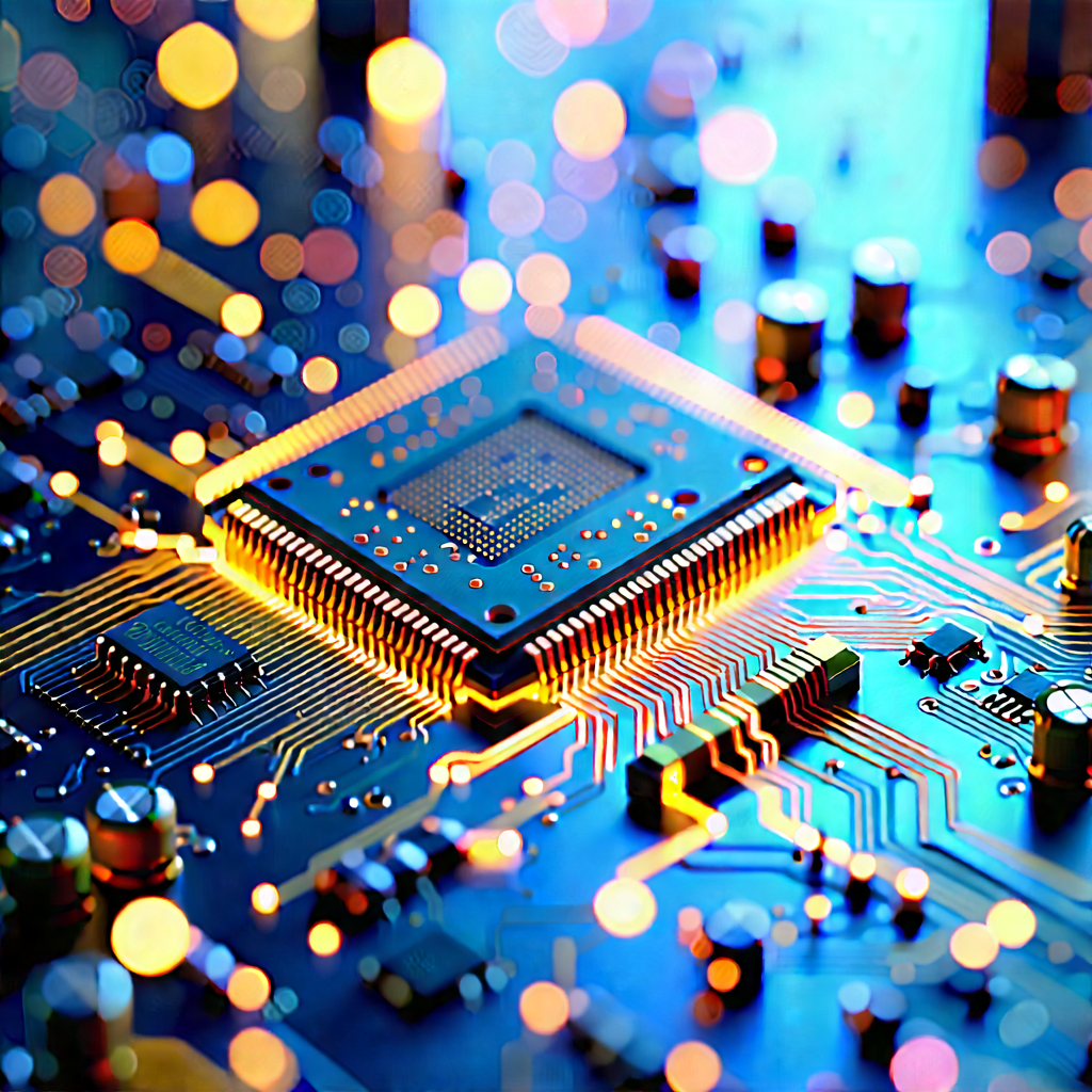 Close-up Of Electronic Circuit With Close-up Computer