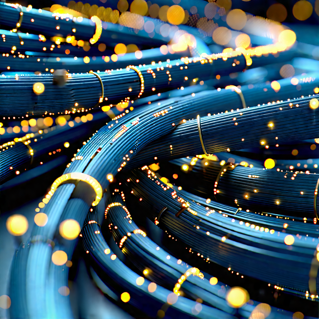 Close-up Of Fiber Optic Cables With Close-up Large