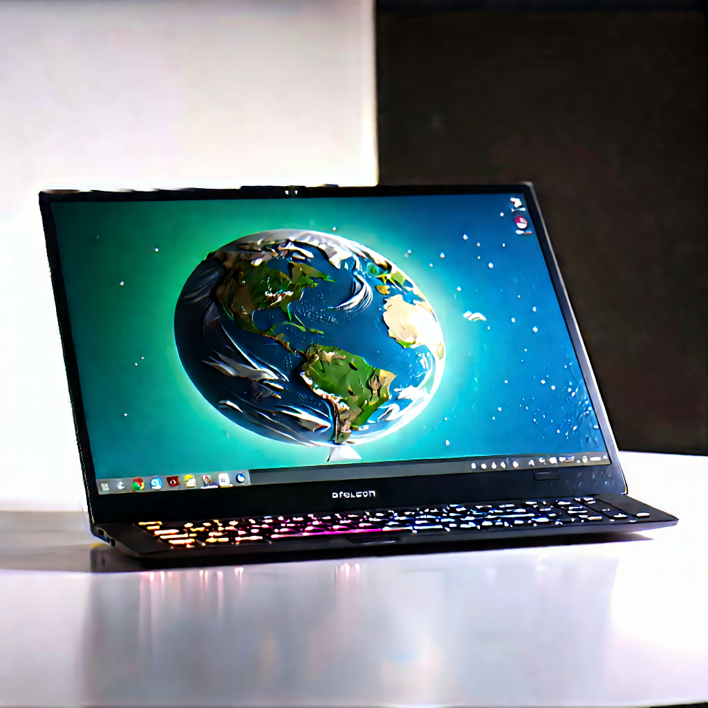 Laptop With Digital Artwork With Laptop Computer