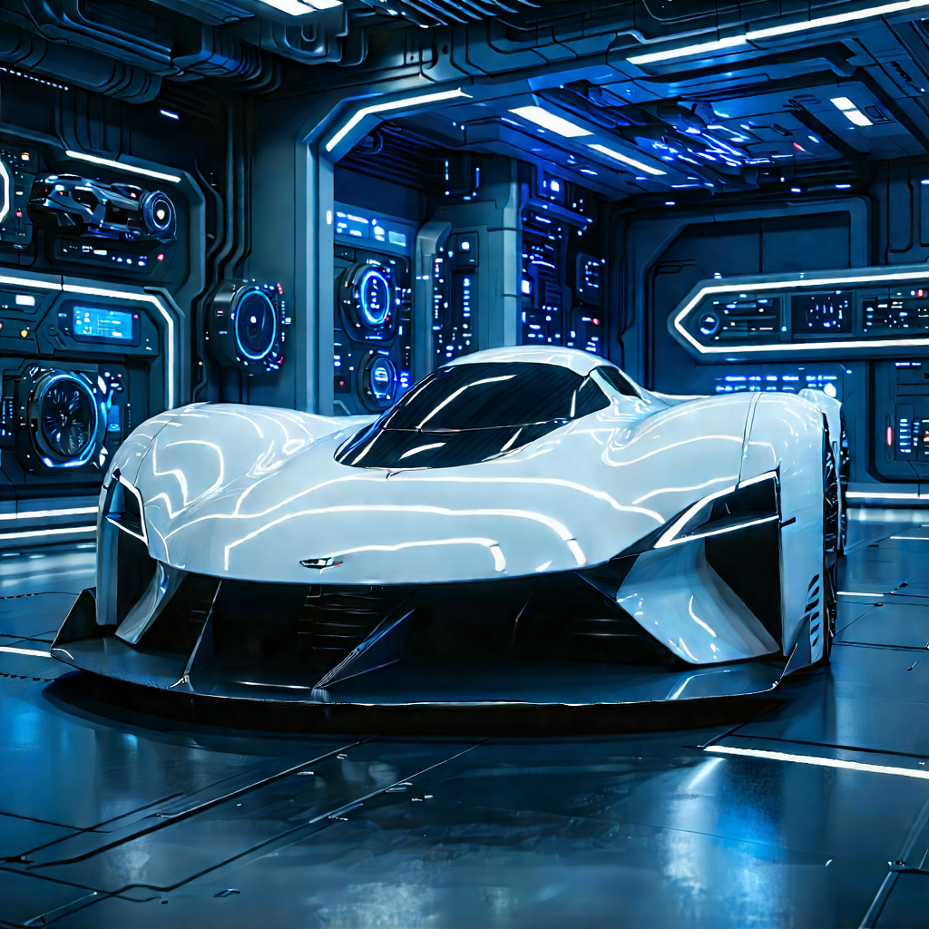 Automotive Technology In Research Center With White Sports