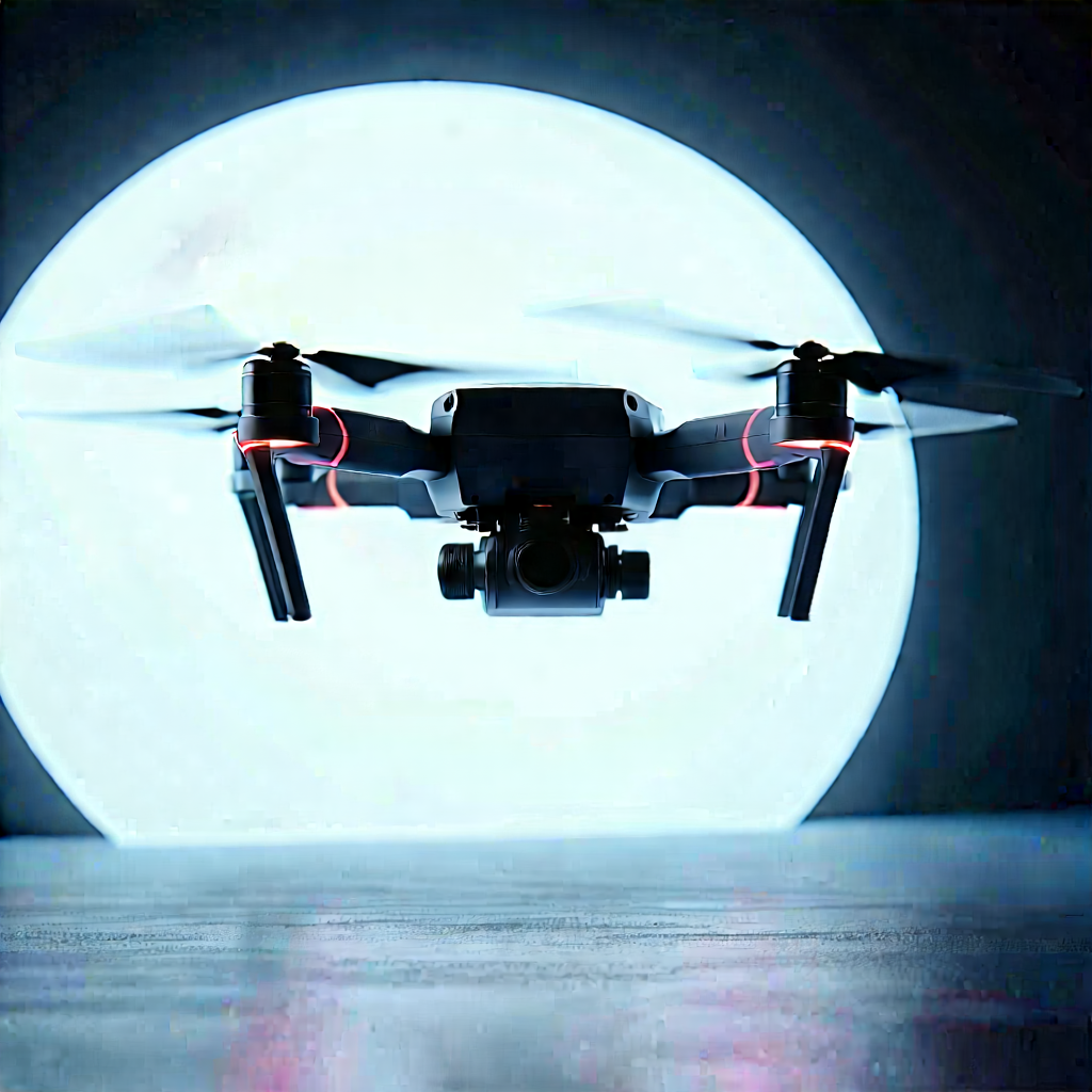Drone With Glowing Screen With Black Drone