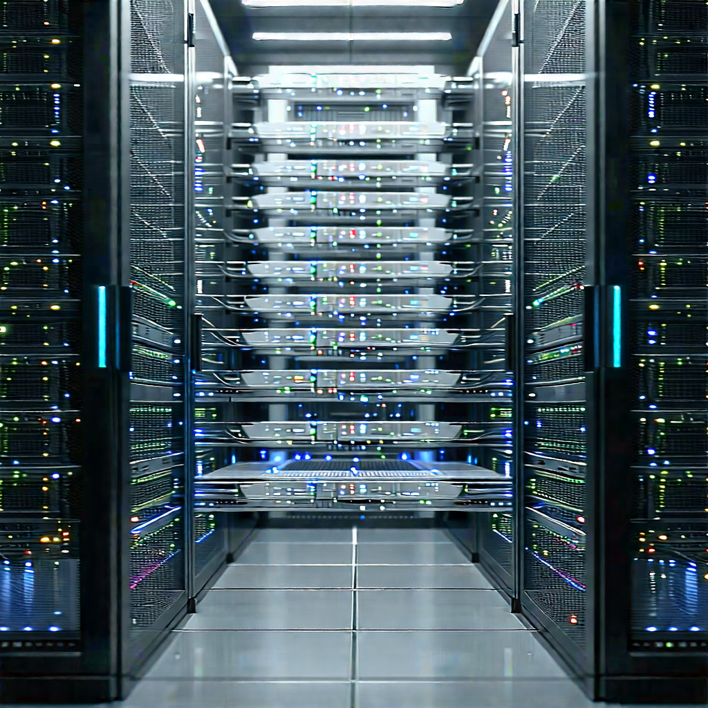 Server rack with data streams