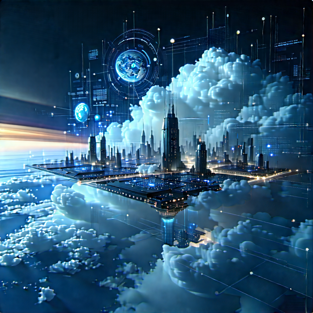 Cloud Computing Visualization With Futuristic Scene,