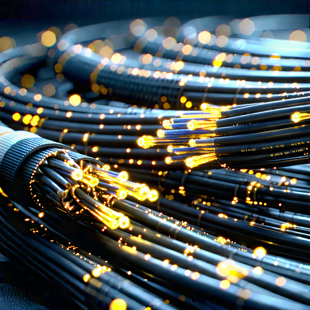 Close-up Of Fiber Optic Cables With Image, There