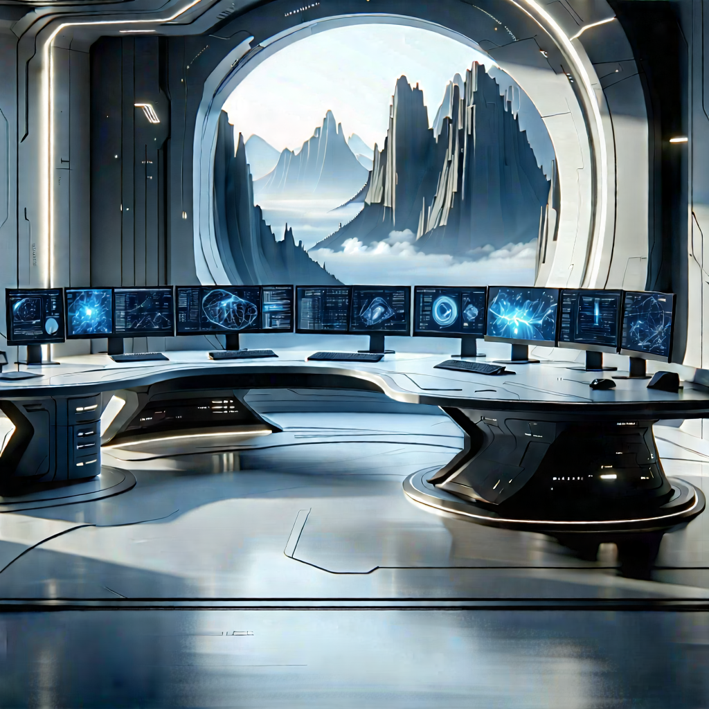 Futuristic Digital Workspace With Futuristic Control