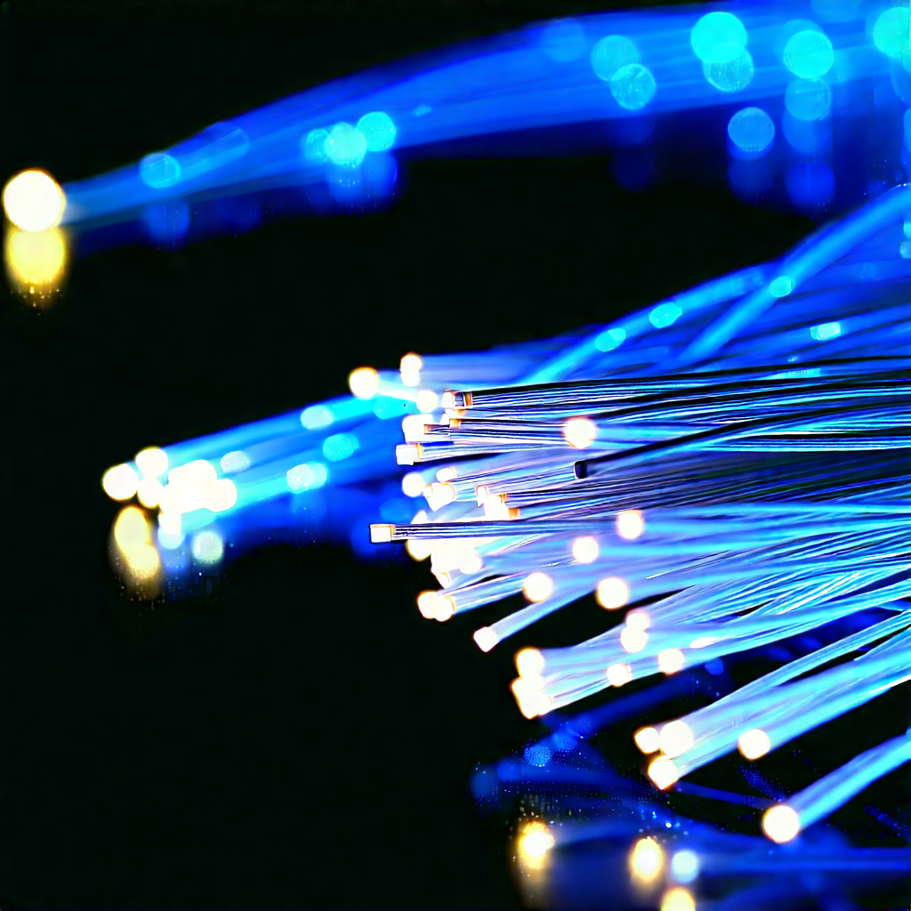 Close-up Of Fiber Optic Cables With Close-up Blue