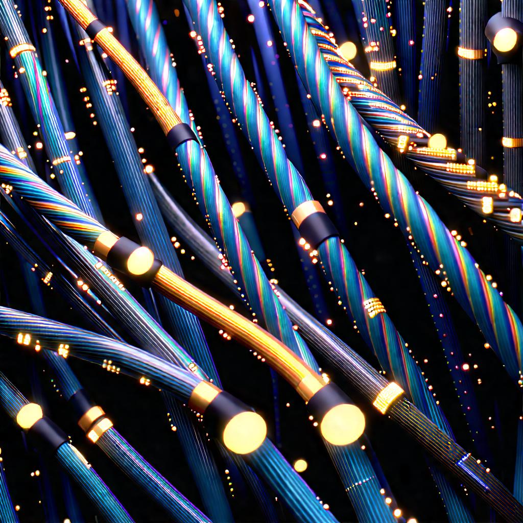 Close-up Of Fiber Optic Cables With Close-up Large