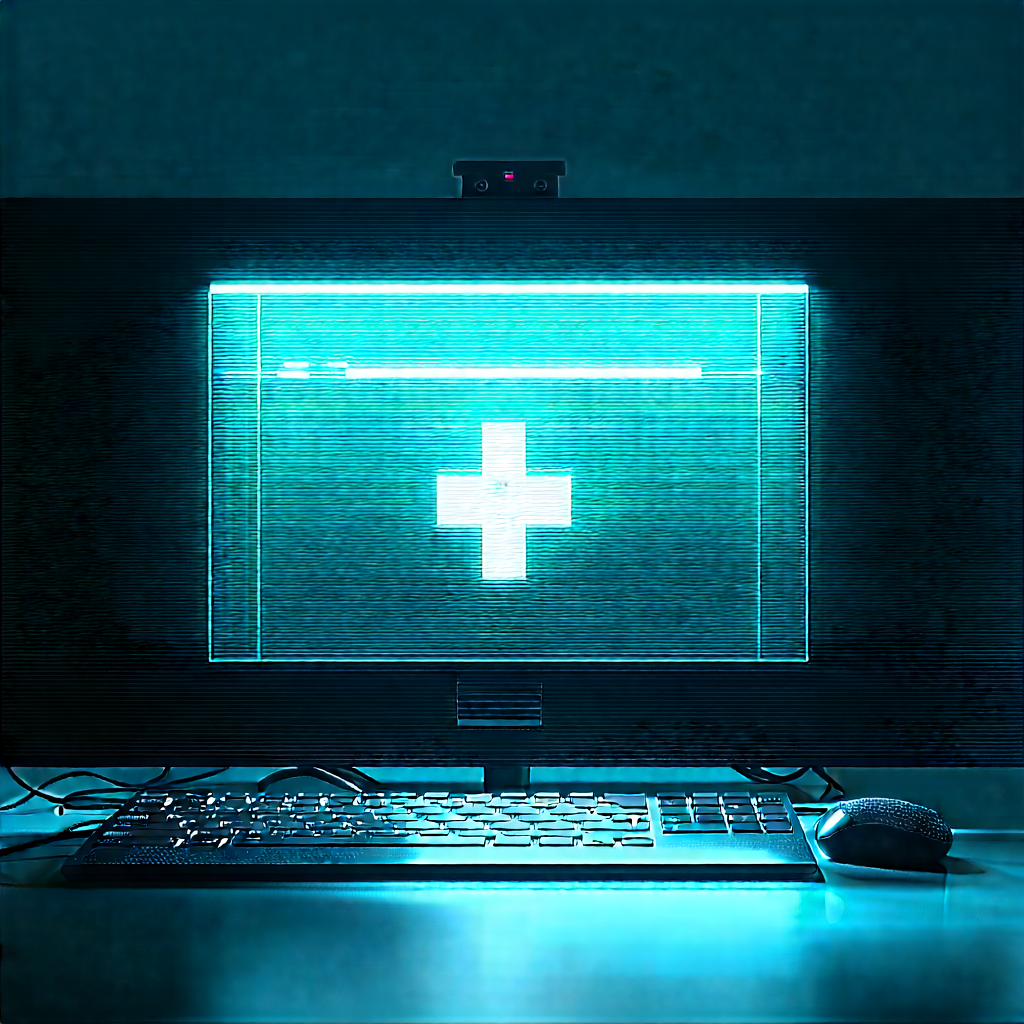 Healthcare Technology In Field Deployment With Computer Monitor