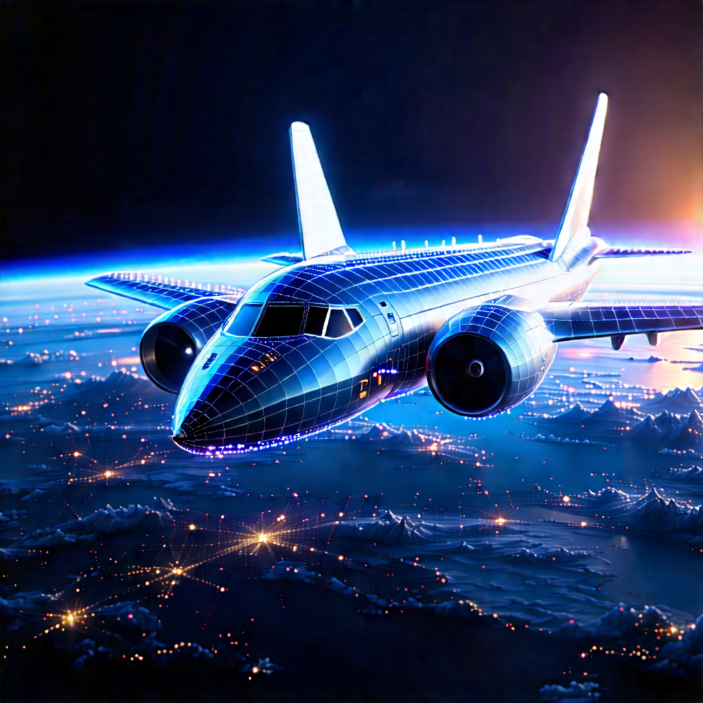 Aerospace Technology In Tech Office With Large Airplane