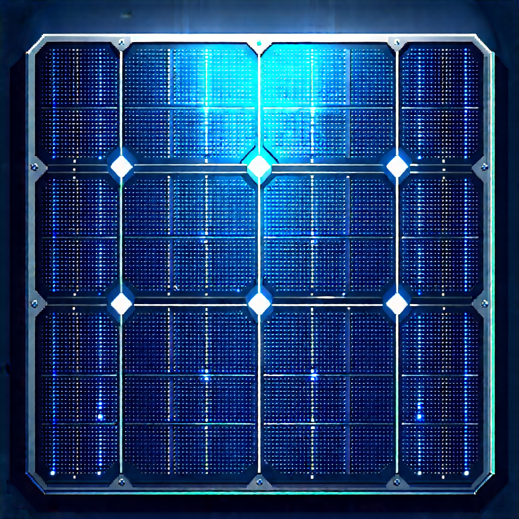 Solar Panel With Blue Light (glow:1.13) With Blue Solar