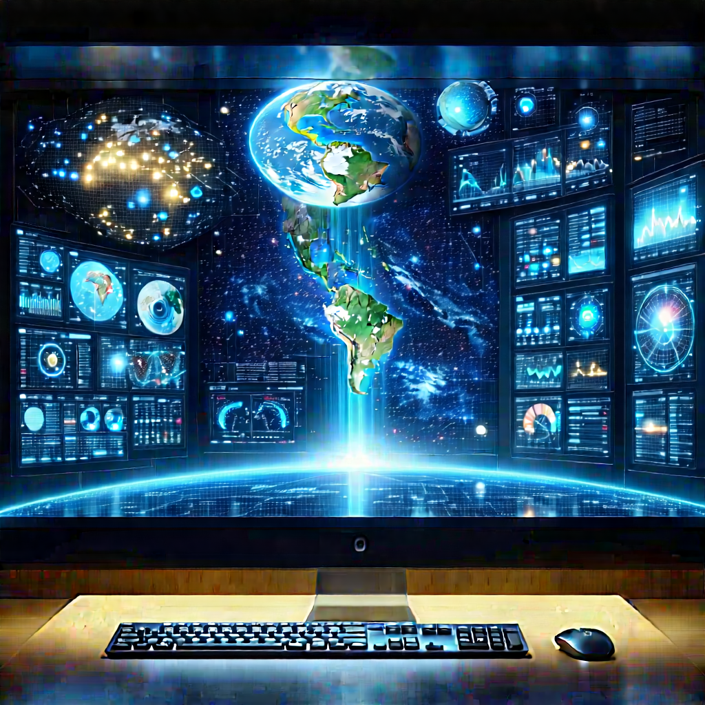 Educational Technology In Research Center With Computer Monitor