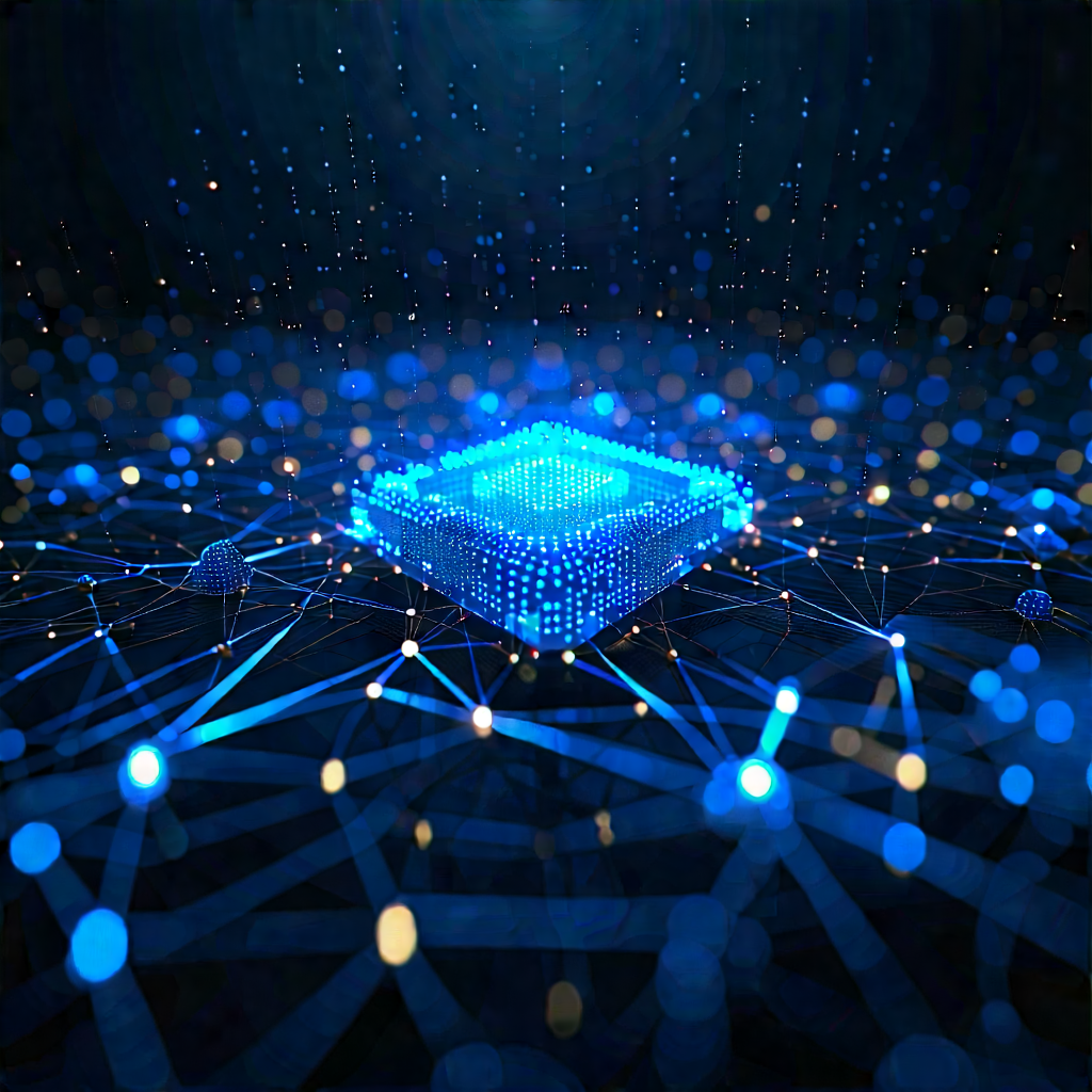 Blockchain Network Visualization With Blue Blue