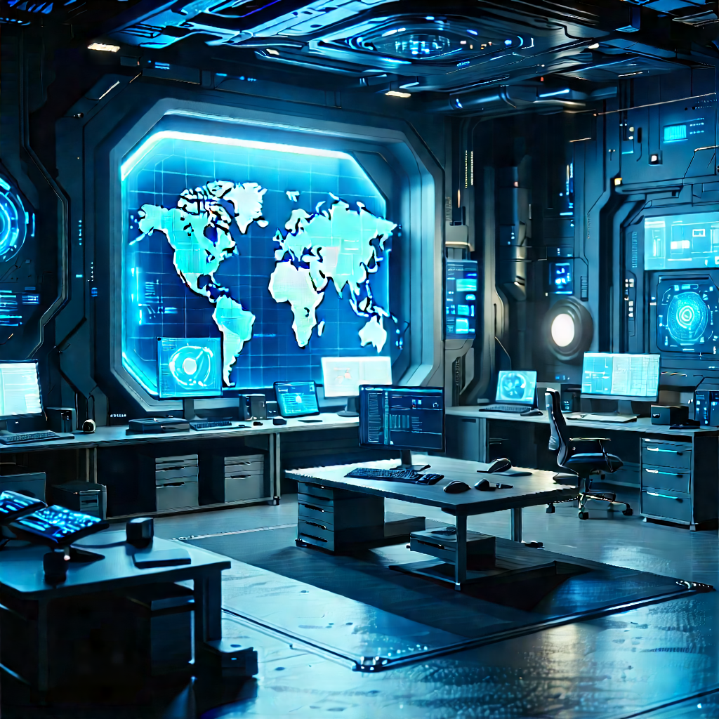 (futuristic:1.12) tech startup office
