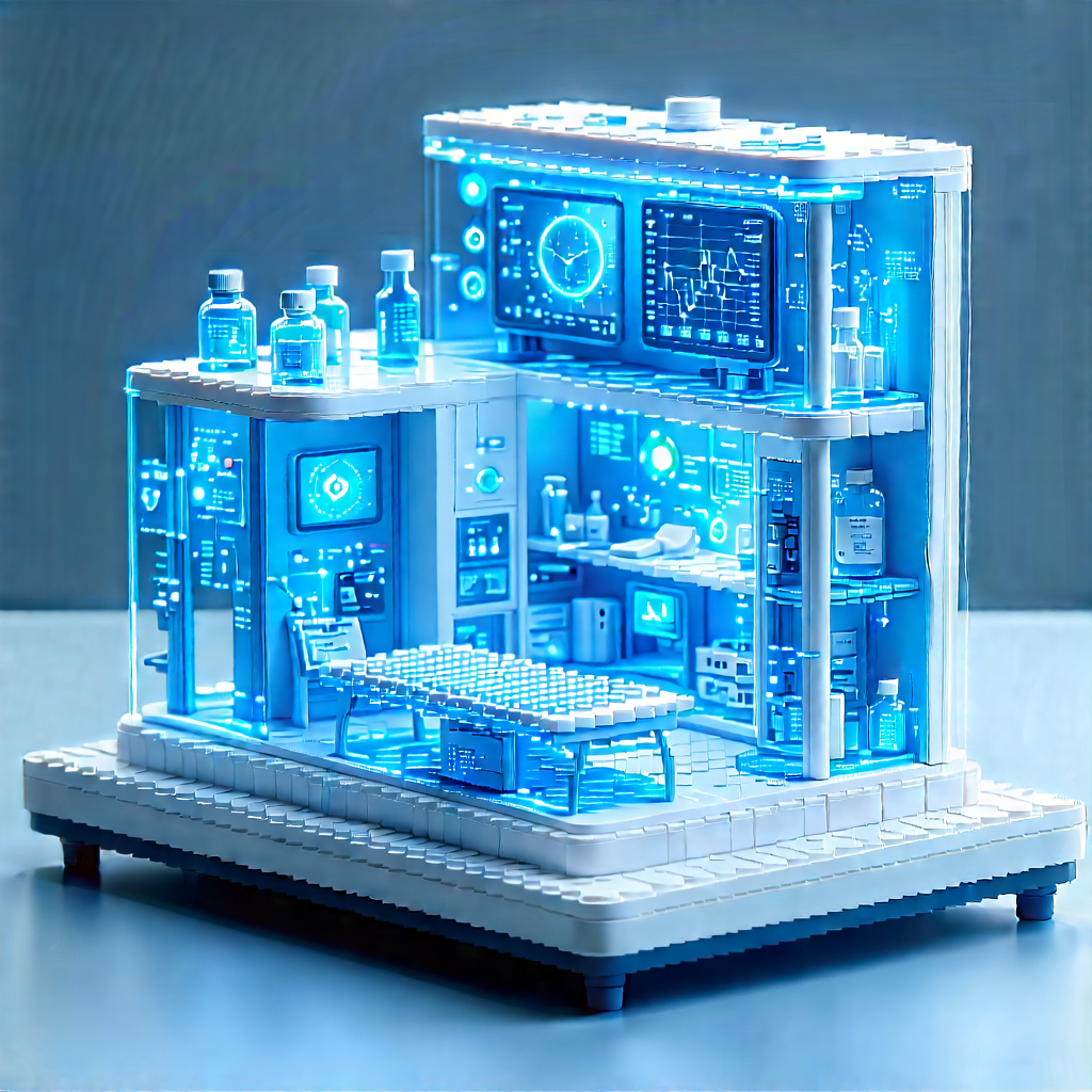 Healthcare Technology In (design:1.25) Studio With Blue White