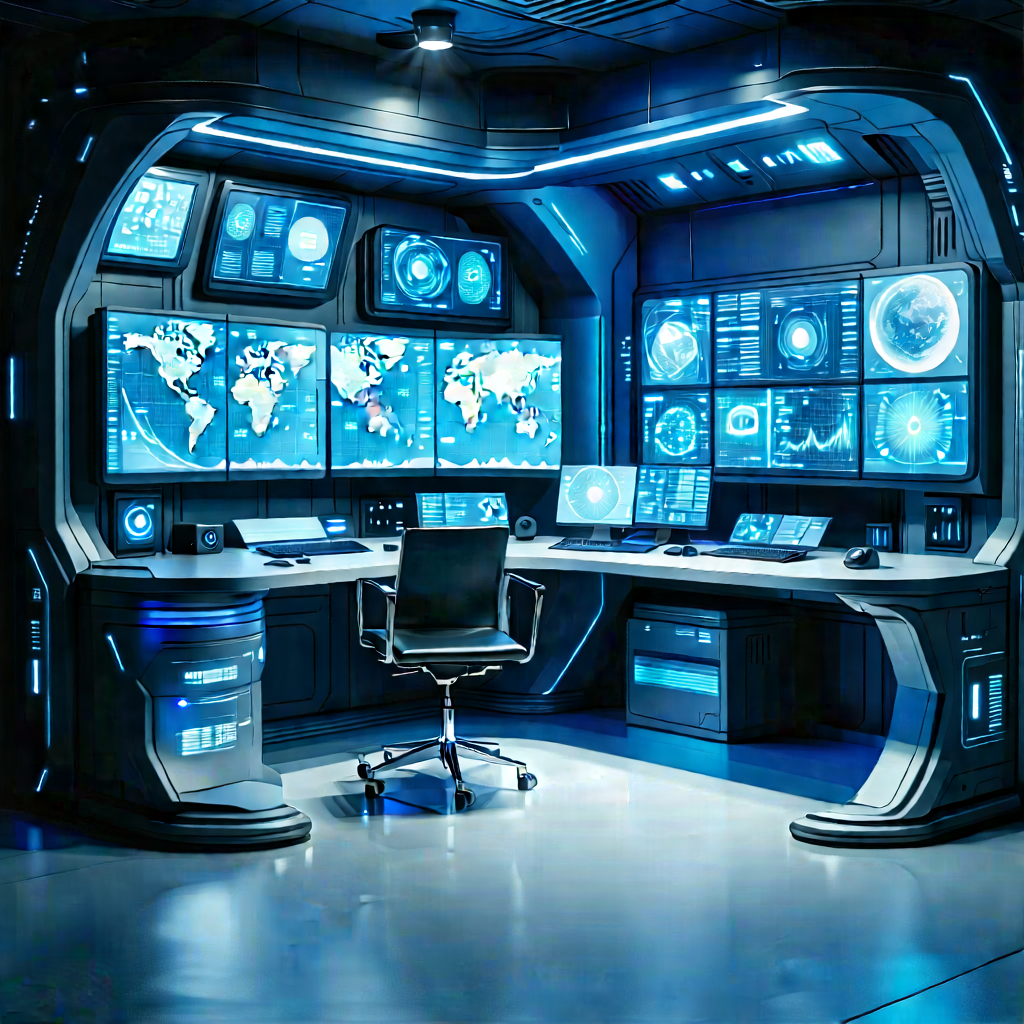 Futuristic Digital Workspace With Futuristic Setting,