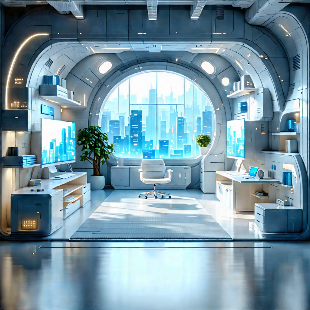 Futuristic Tech Startup Office With Futuristic Room,
