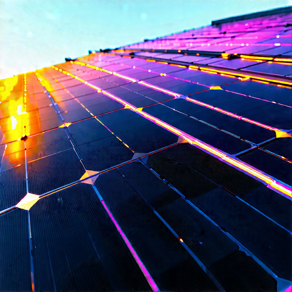 Solar Panel With Neon Accents With Large Solar