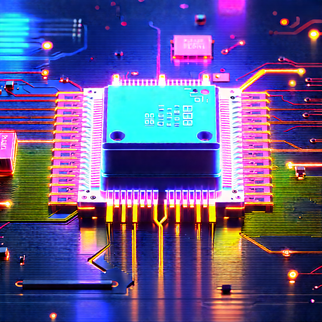 Microchip with neon accents