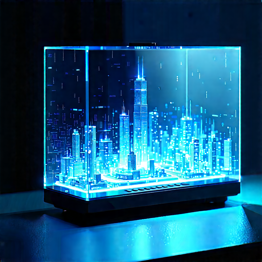 Smart Home Device With Data Visualization With Blue White