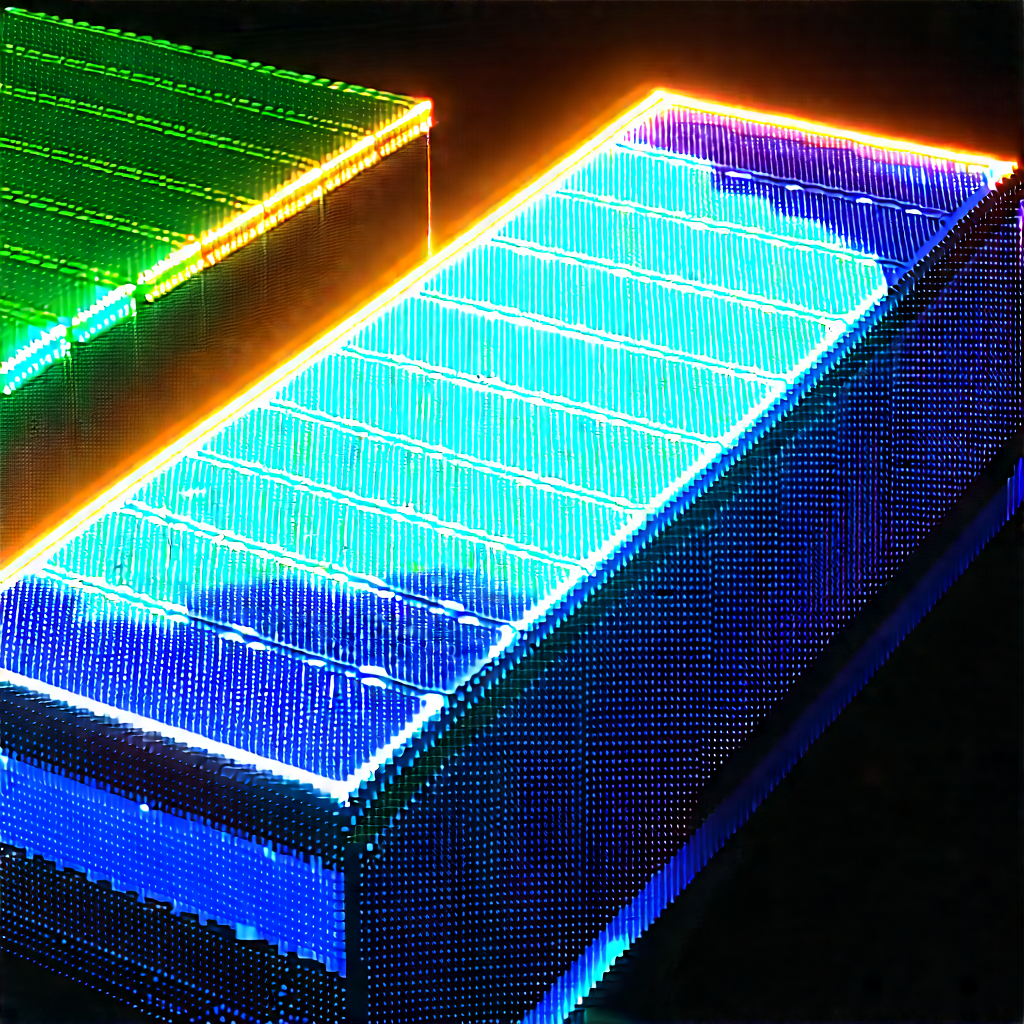 Solar Panel With Neon Accents With Blue Sitting