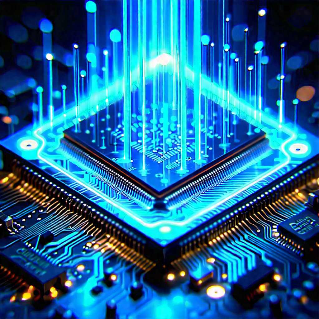 Microchip with blue light (glow:1.33)