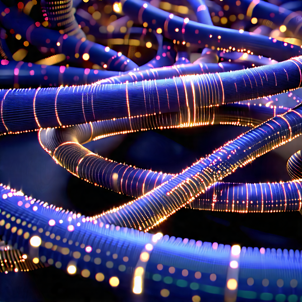 Close-up Of Fiber Optic Cables With Image, There