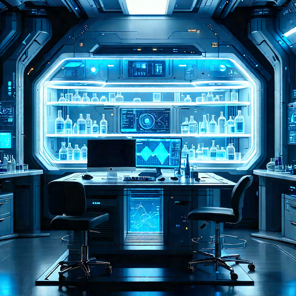 Futuristic Research Laboratory With Image, There
