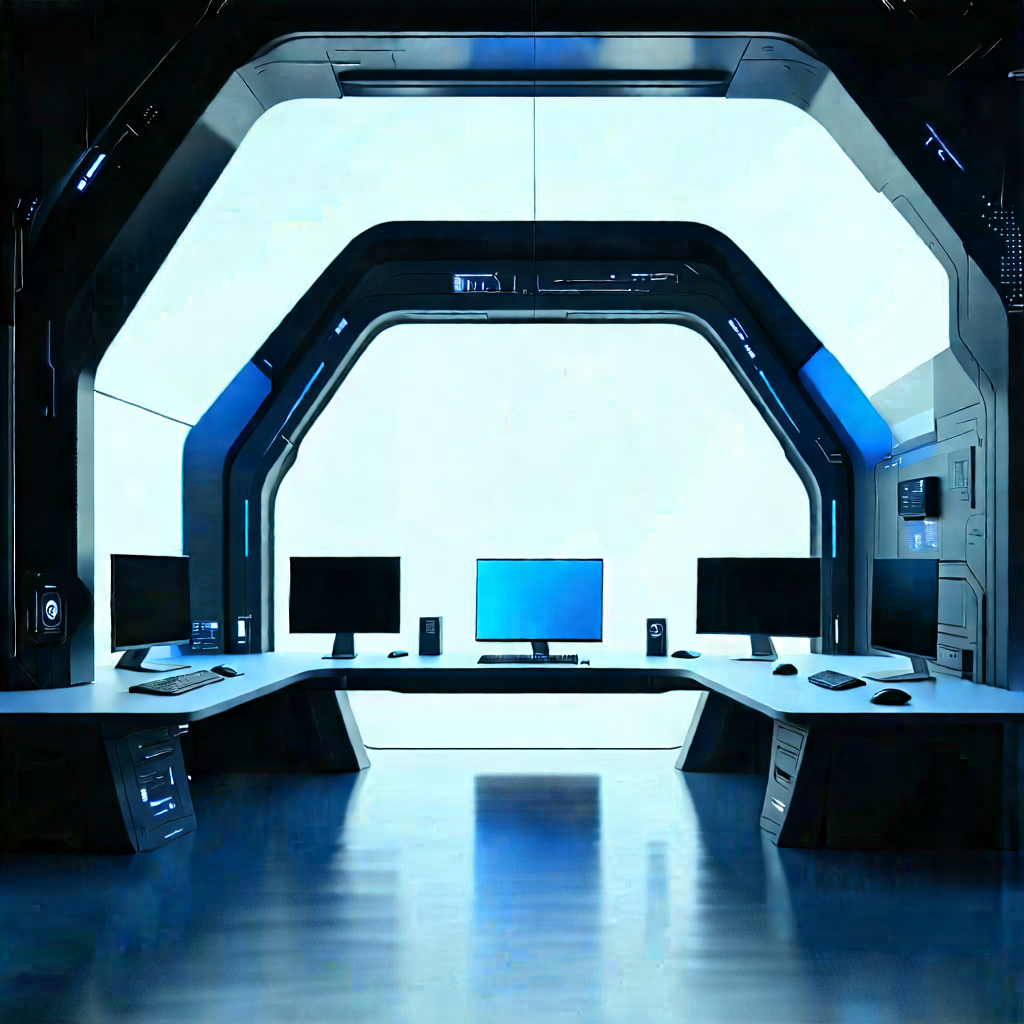 Futuristic (digital:1.48) workspace