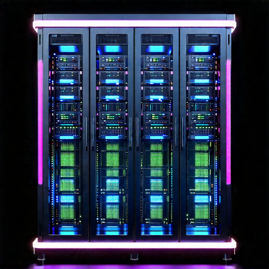 Server rack with neon accents