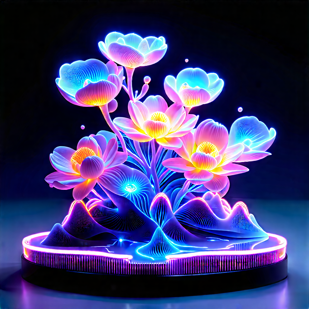 3d Printer With Neon Accents With Beautifully Flower