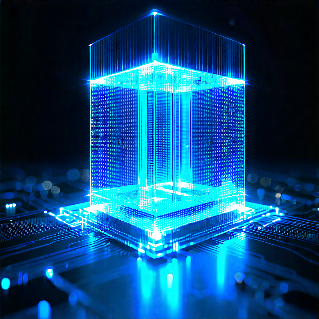 Quantum computer with blue light glow