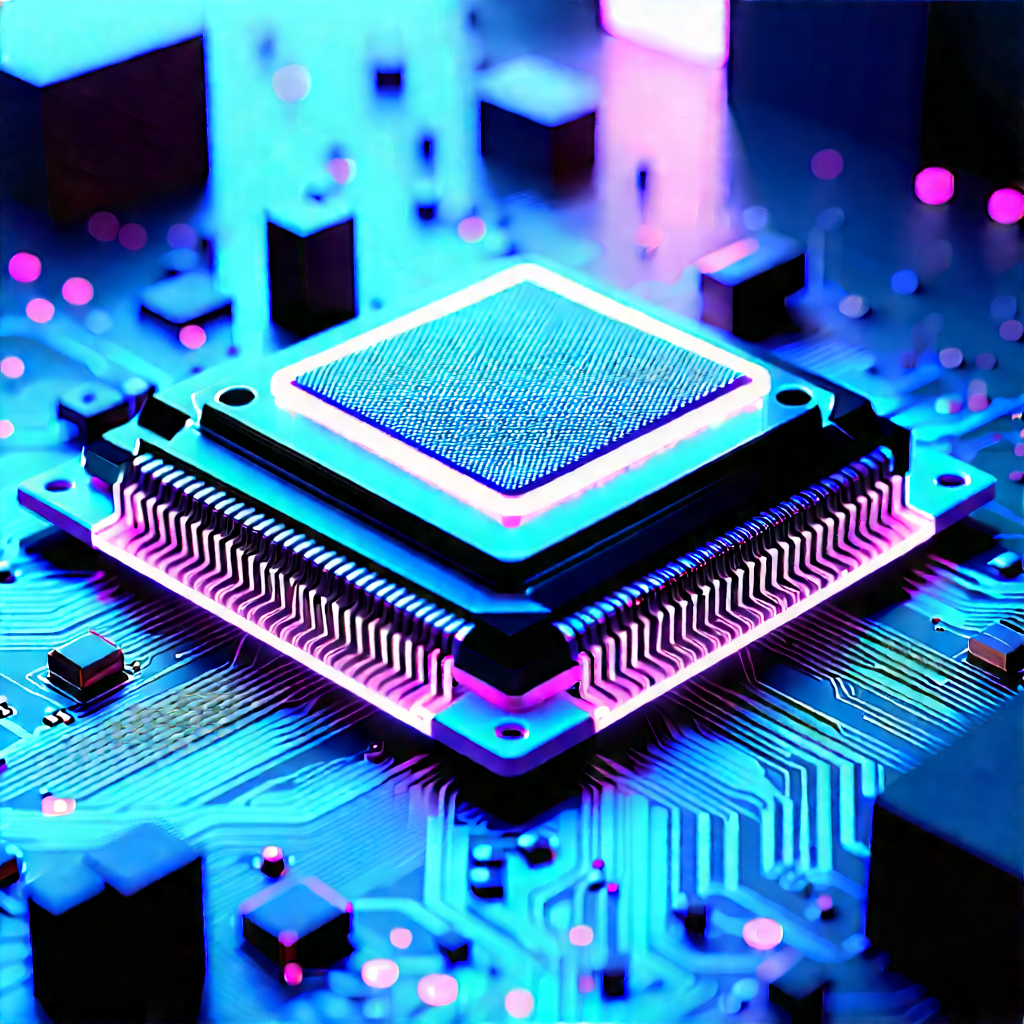 Microchip with neon accents