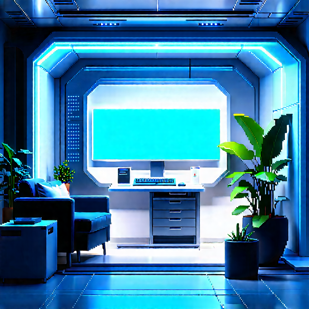 Futuristic Tech Startup Office With Image, There