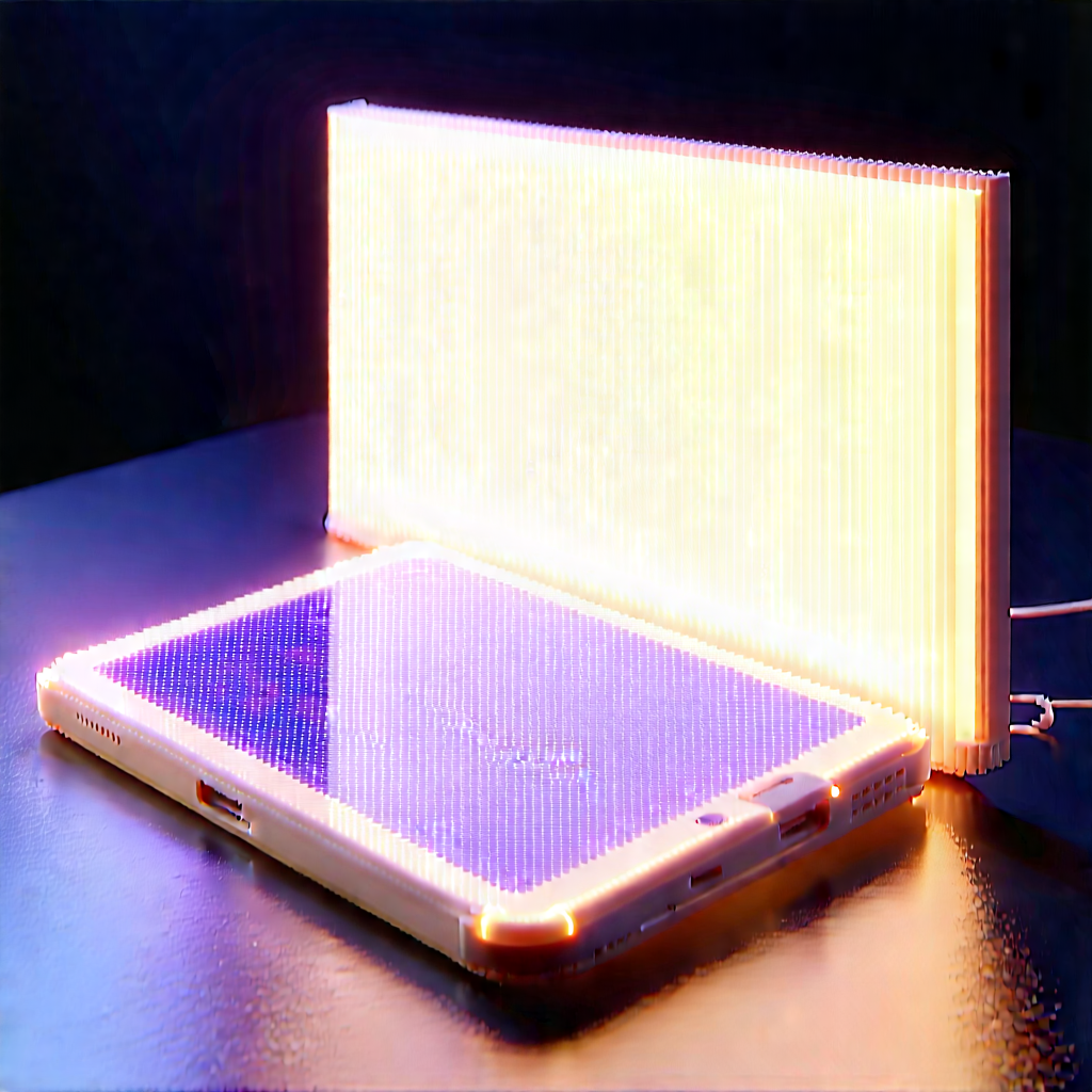 Tablet With Glowing Screen With White Cell