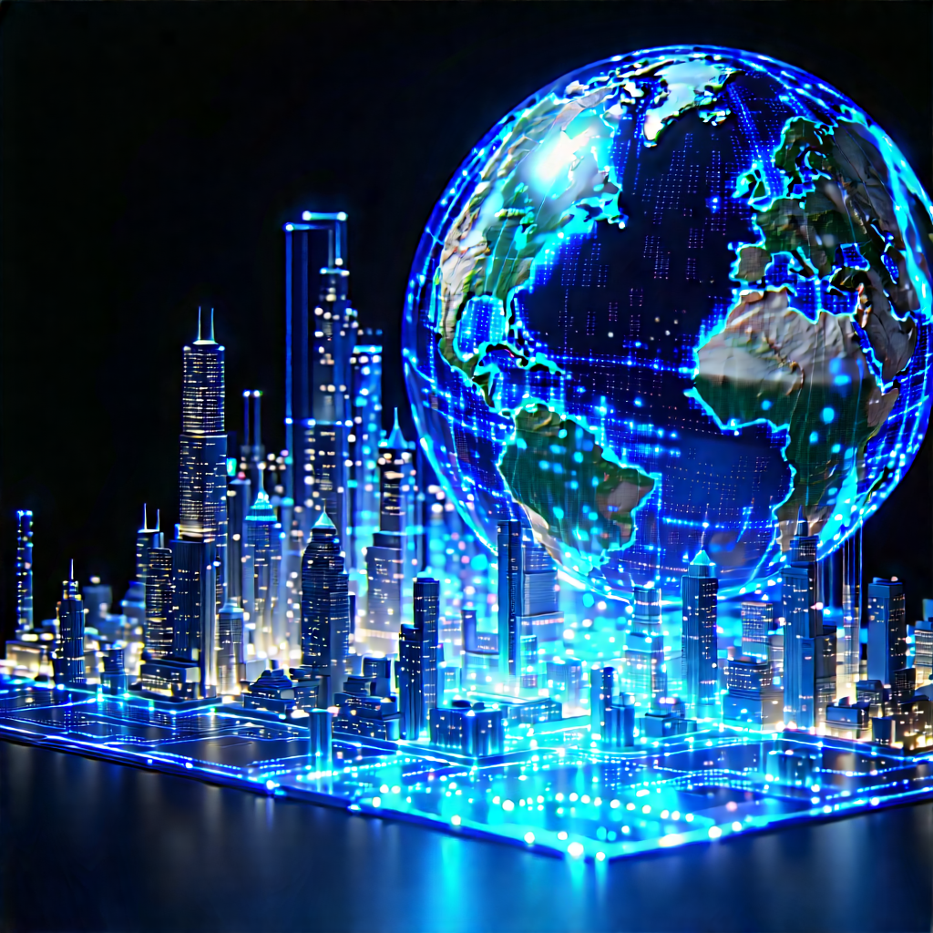 Artificial Intelligence Visualization With Large, Blue,