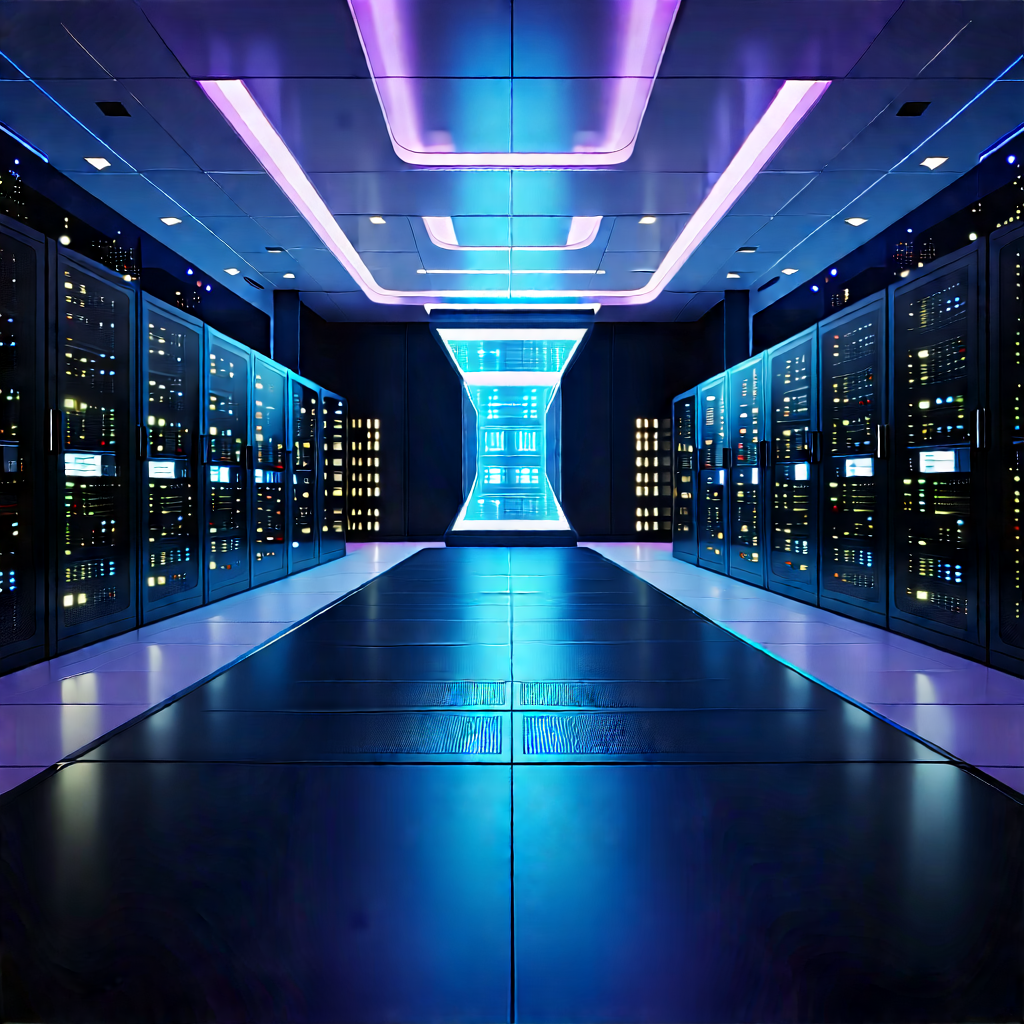 (futuristic:1.15) Server Room With Image, There