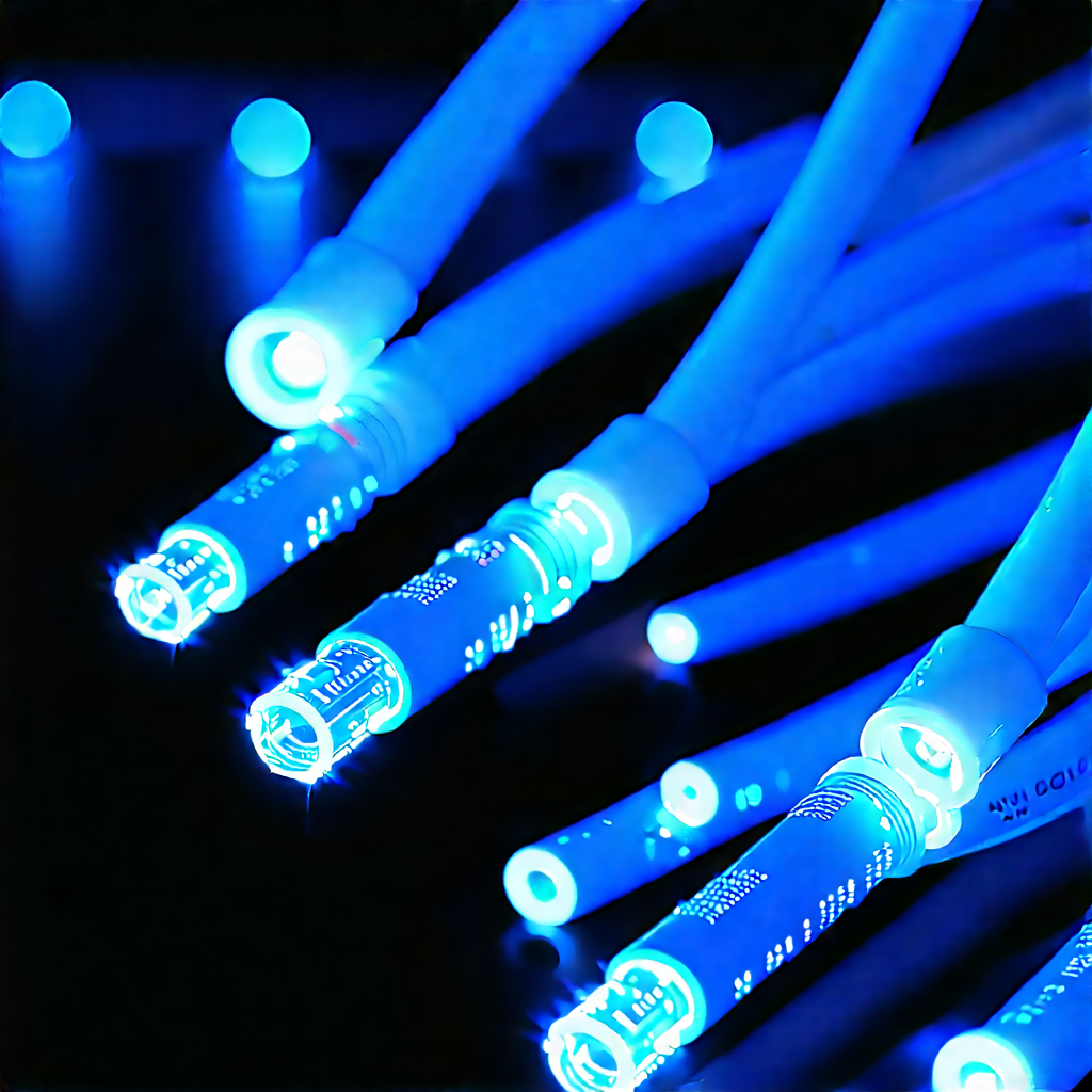 Close-up of fiber optic cables