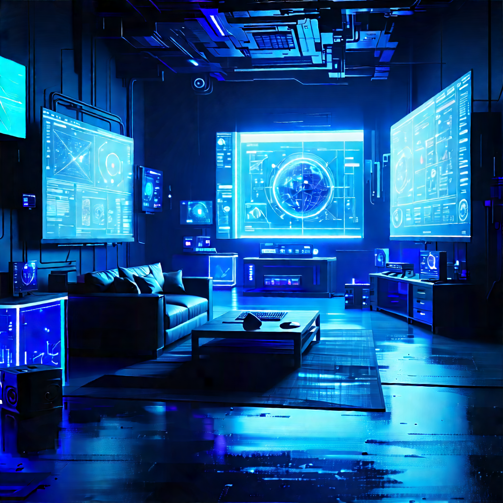 Entertainment Technology In (design:1.34) Studio With Futuristic Room,