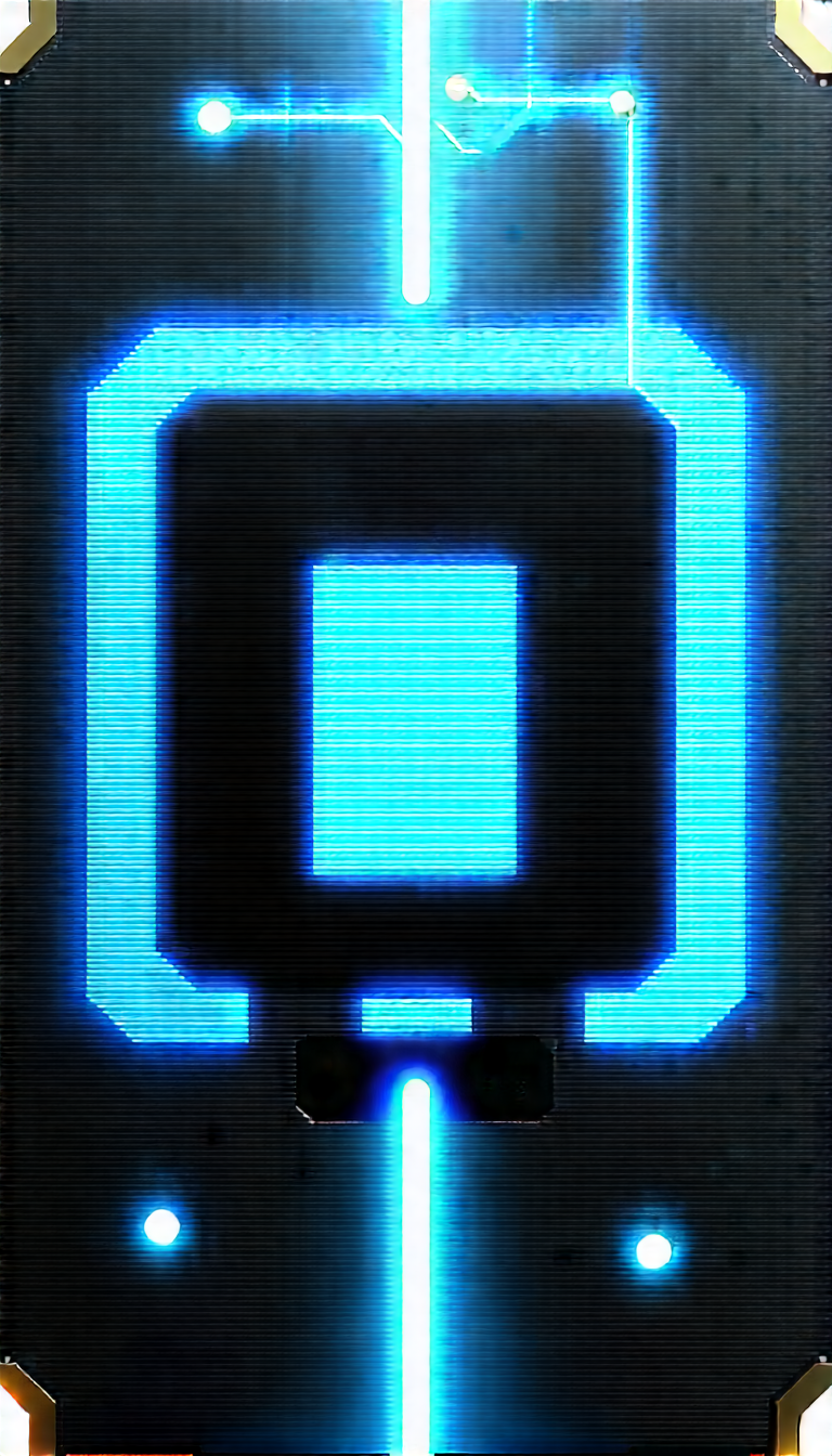 Microchip with blue light glow