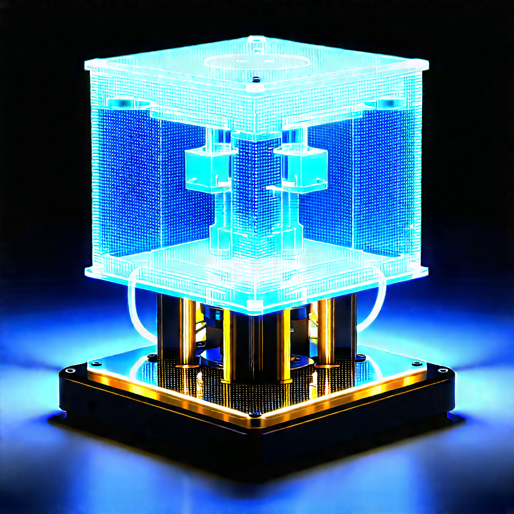 3d printer with blue light glow